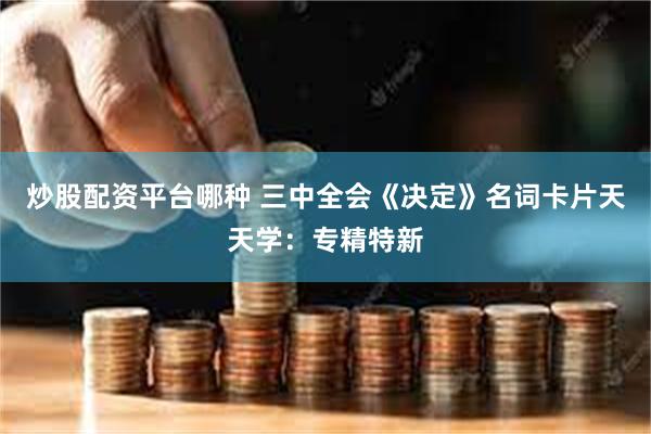 炒股配资平台哪种 三中全会《决定》名词卡片天天学：专精特新