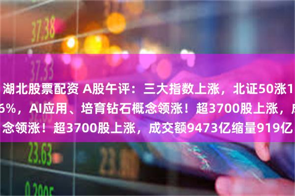 湖北股票配资 A股午评：三大指数上涨，北证50涨1.37%创业板指涨0.56%，AI应用、培育钻石概念领涨！超3700股上涨，成交额9473亿缩量919亿